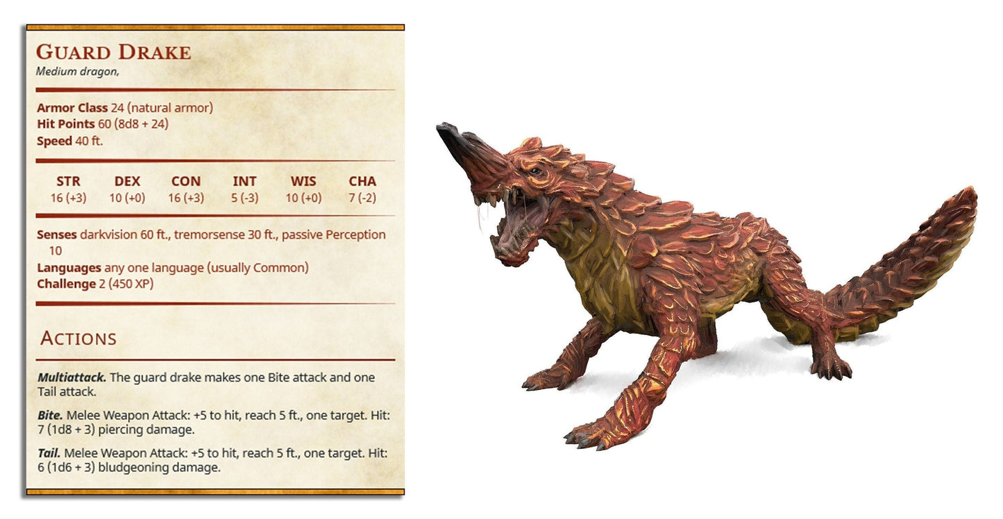 Guard Drake - Monsters of the Universe - Miniature - Tabletop Gaming - By Printed Obsession