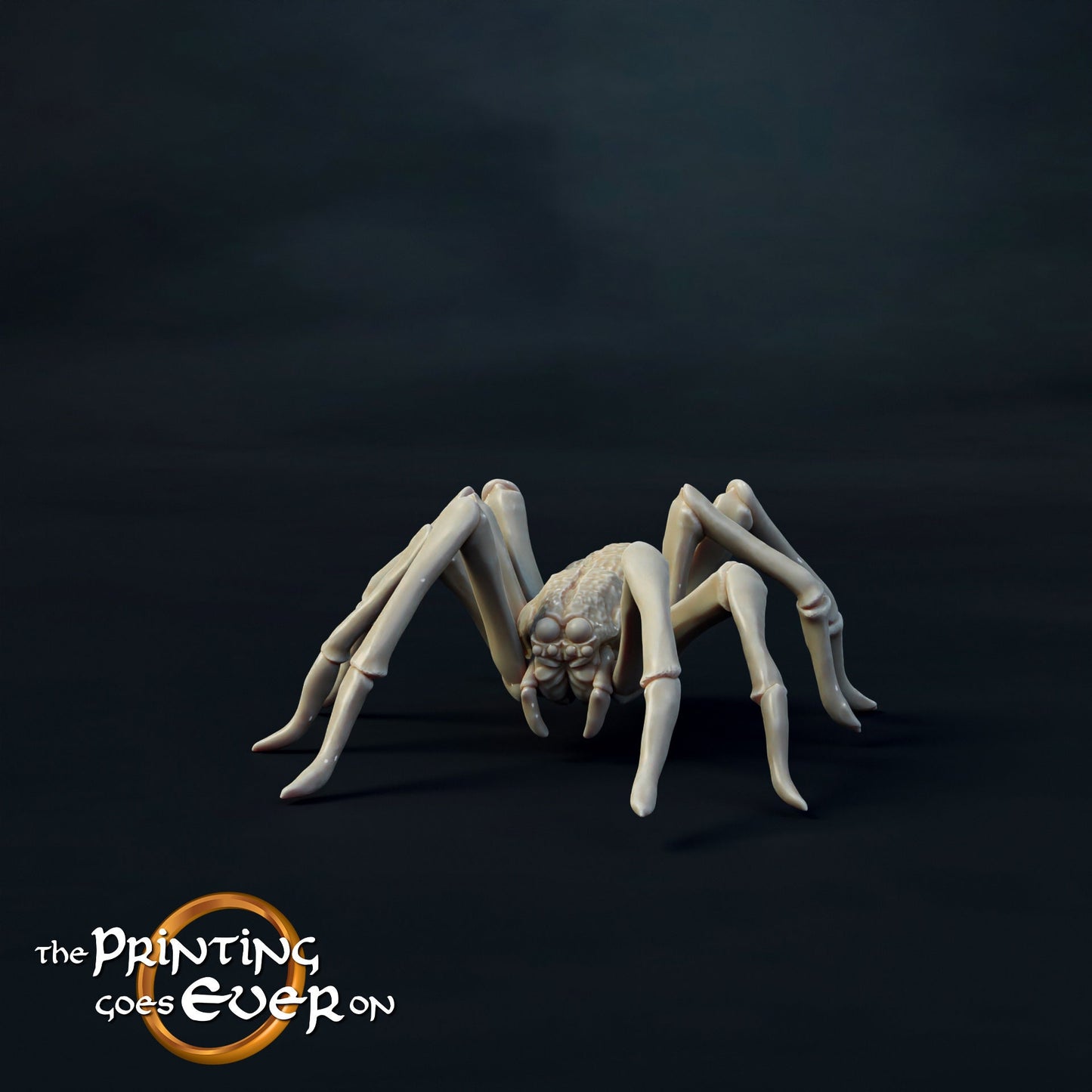 a fake spider crawling on a black surface