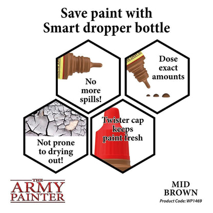 Mid brown acrylic paint wp1469 - army painter - craft supplies - danish company - 18ml bottle - includes mixing ball