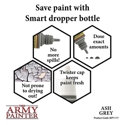 Ash grey acrylic paint wp1117 - army painter - craft supplies -  18ml bottle - includes mixing ball