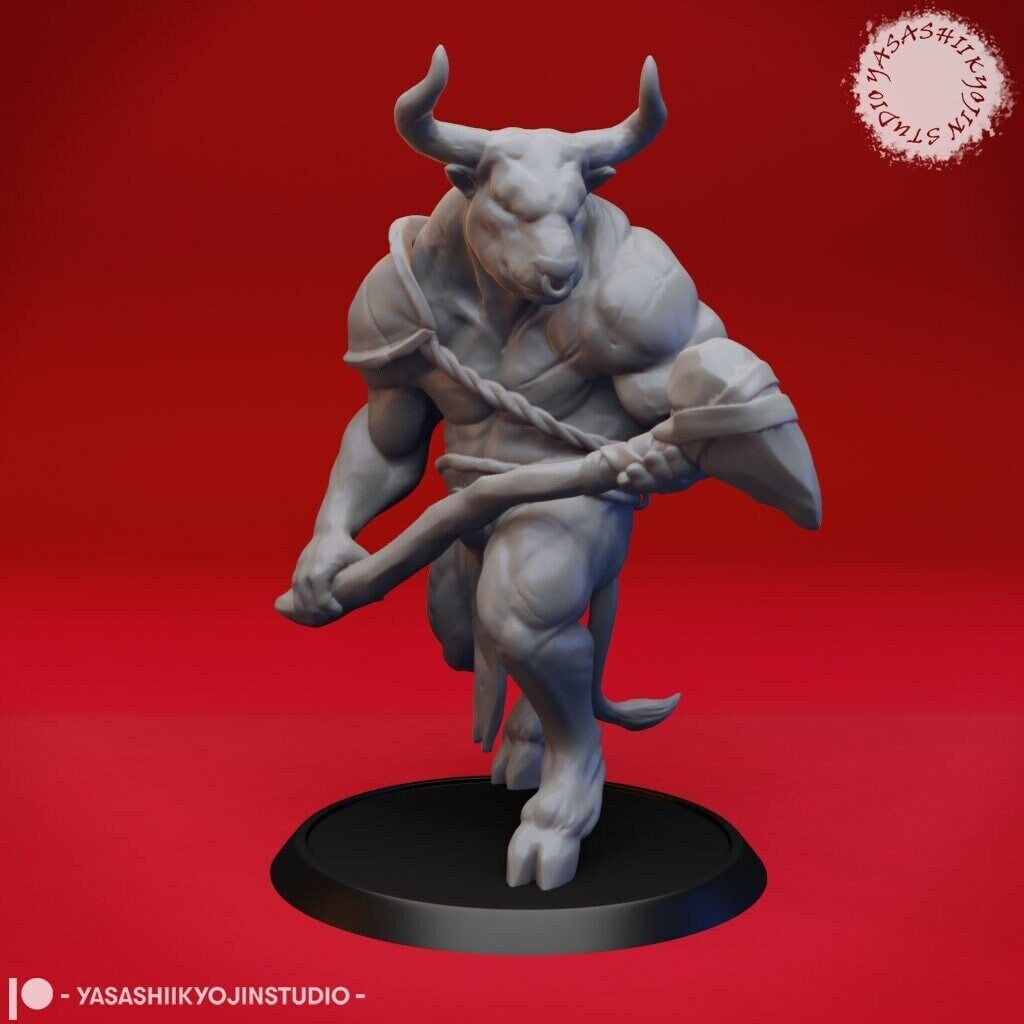 Minotaur - miniature - tabletop gaming - by yasashii kyojin studios