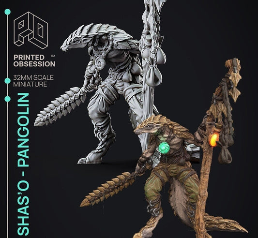 Shaso Pangolin - Feywild vs Shadowfell - Miniature - Tabletop Gaming - By Printed Obsession