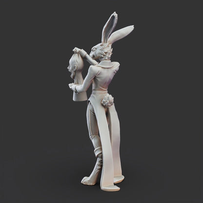 White Rabbit Mage Miniature - Freakshow Circus - Tabletop Gaming - Printed Obsession