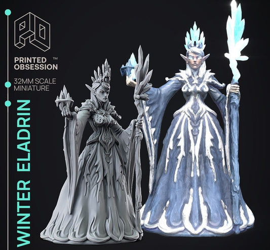 Winter eladrin - feywild vs shadowfell - miniature - tabletop gaming - by printed obsession