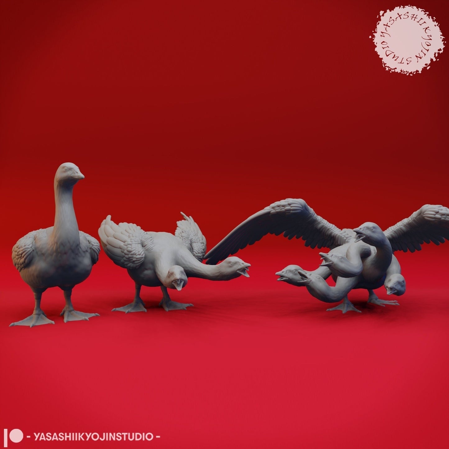 Goose hydra (full set) - miniature - tabletop gaming - by yasashii kyojin studios