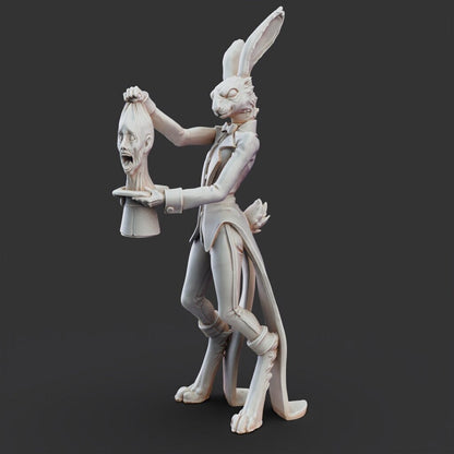 White Rabbit Mage Miniature - Freakshow Circus - Tabletop Gaming - Printed Obsession