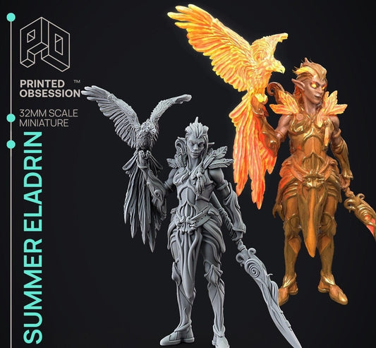 Summer Eladrin Feywild vs Shadowfell Miniature for Tabletop Gaming by Printed Obsession