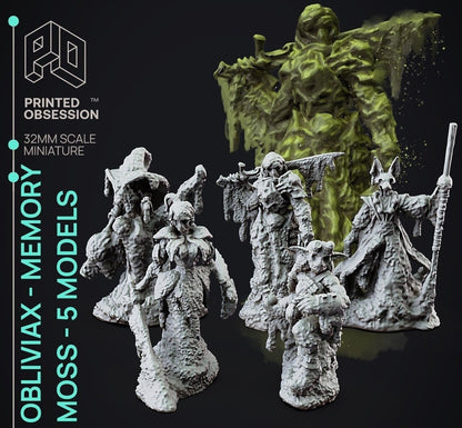 Obliviax - memory moss - 5 figures - feywild vs shadowfell - miniature - tabletop gaming - by printed obsession