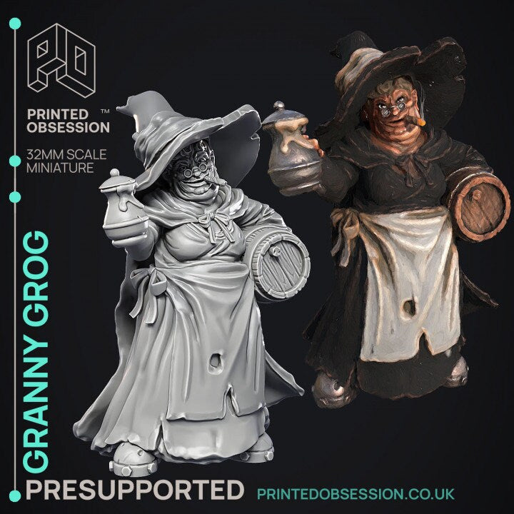 a statue of a wizard and a witch holding a caulder