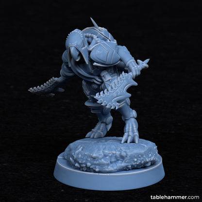 a blue plastic figurine of a demon