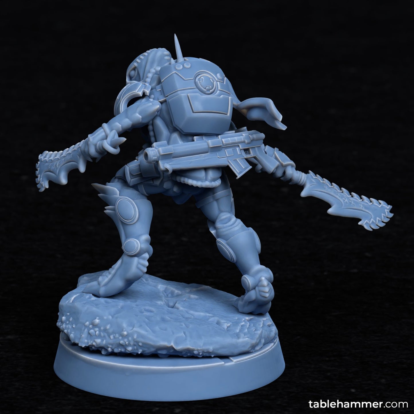 a toy figurine of a robot with a gun
